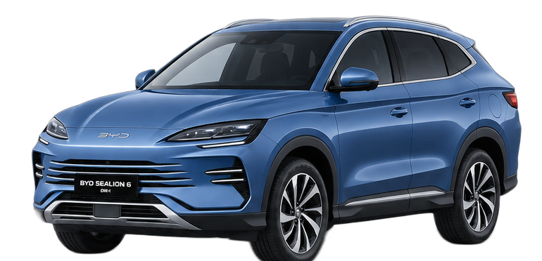 BYD Sealion 6 DM-i in Azure Blue — transparent studio cutout